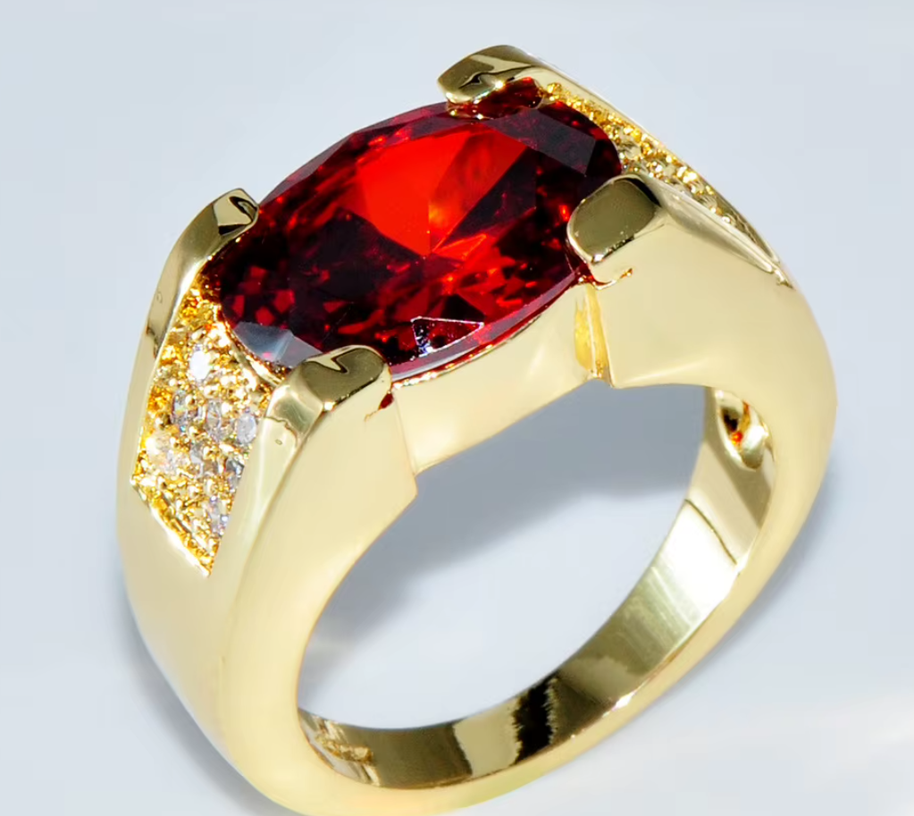Gold-Plated Gemstone Statement Ring