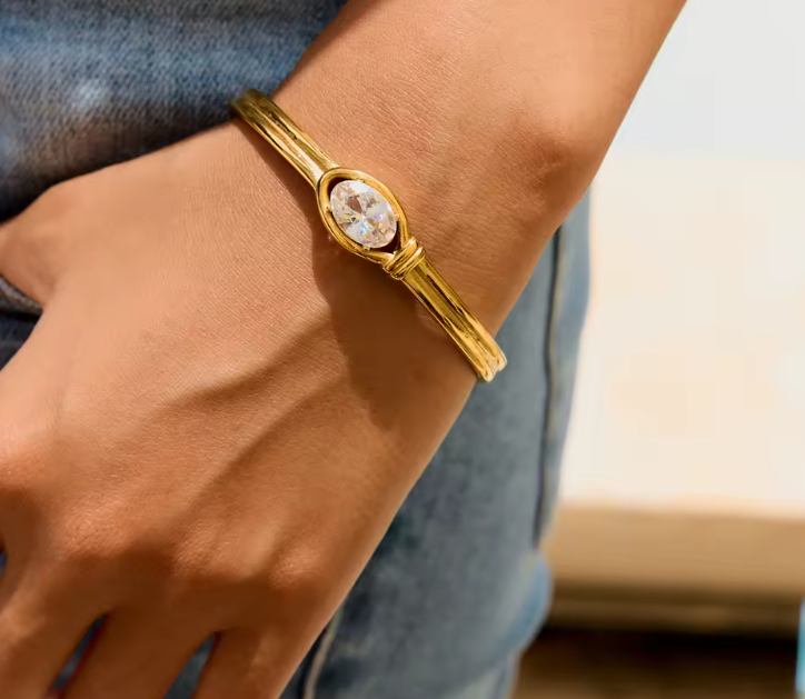 J&D Double Layer 18K Gold Open Bangle