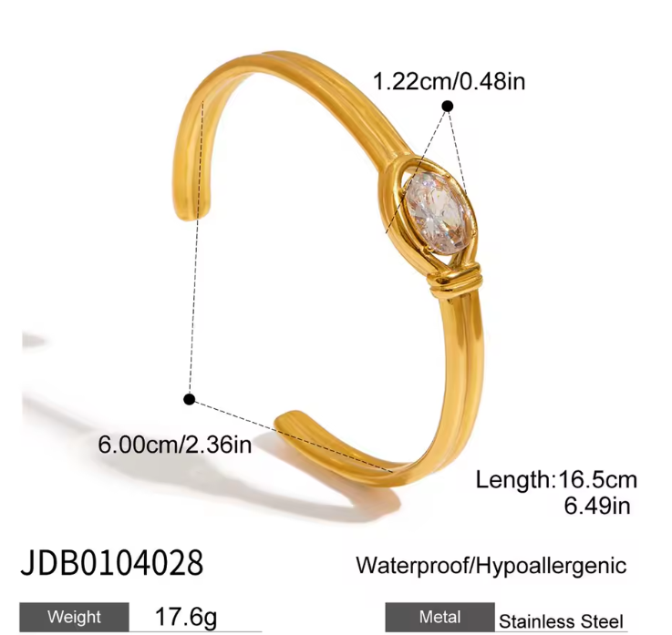 J&D Double Layer 18K Gold Open Bangle