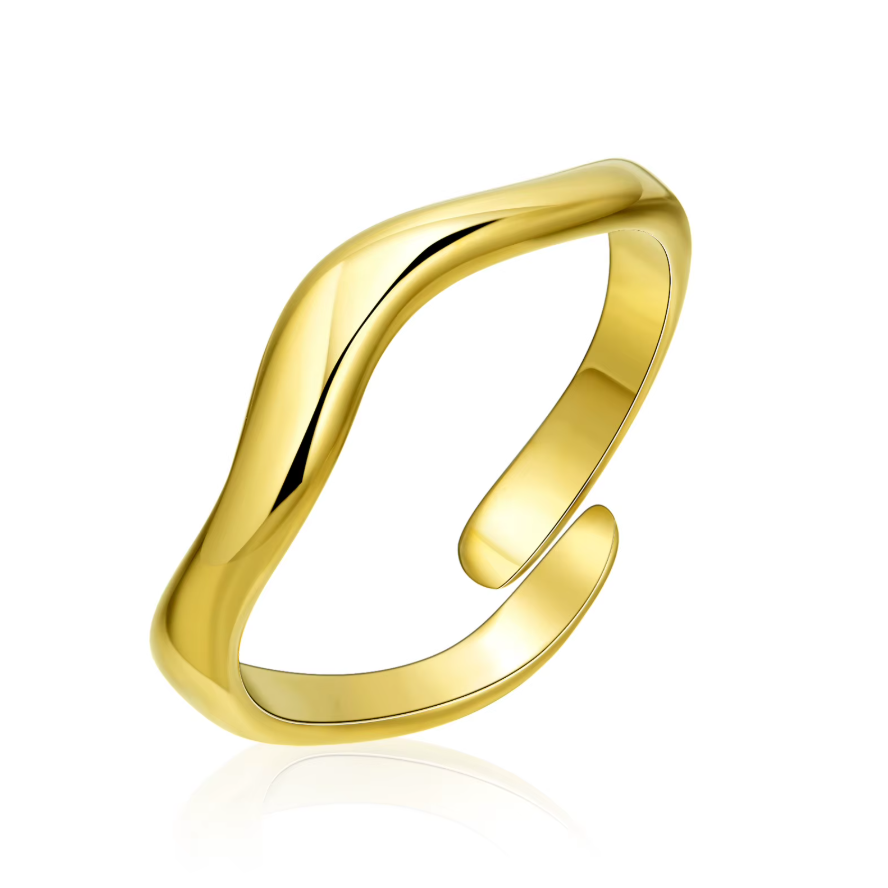 Luxury Gold Wave Shaped Bracelet S Shaped Open Rings Women