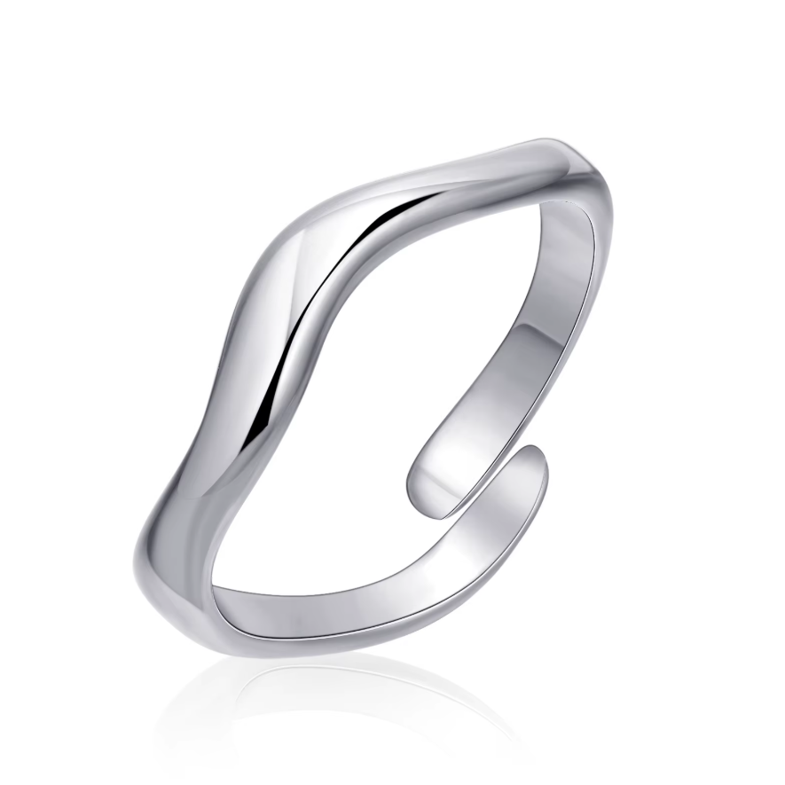 Luxury Gold Wave Shaped Bracelet S Shaped Open Rings Women