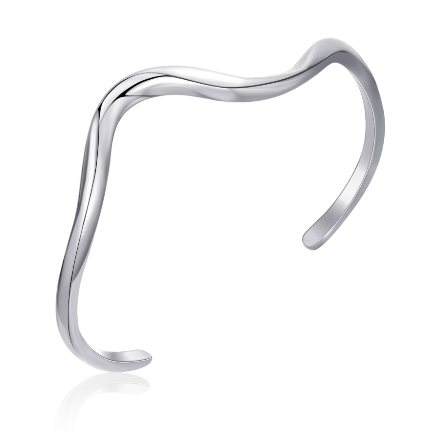 Luxury Gold Wave Shaped Bracelet S Shaped Open Rings Women