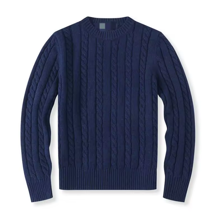 Old Money Cable Knit Slim Fit Cotton Sweater – Luxury Winter Edition