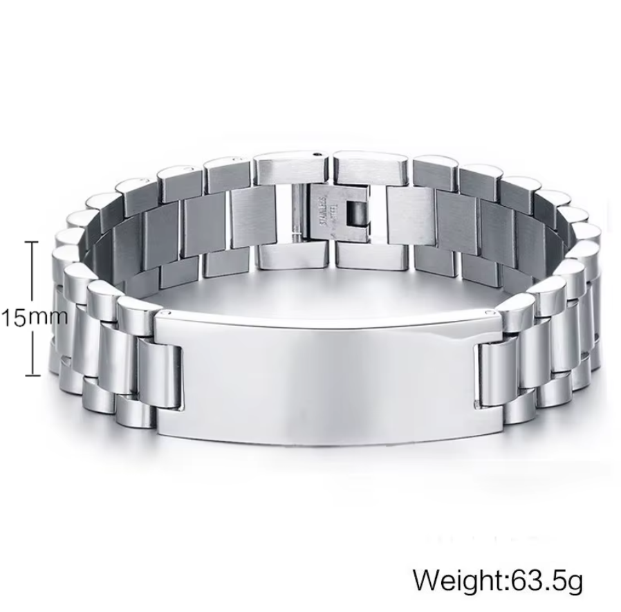 Men’s Personalized Stainless Steel Watch Band Bracelet