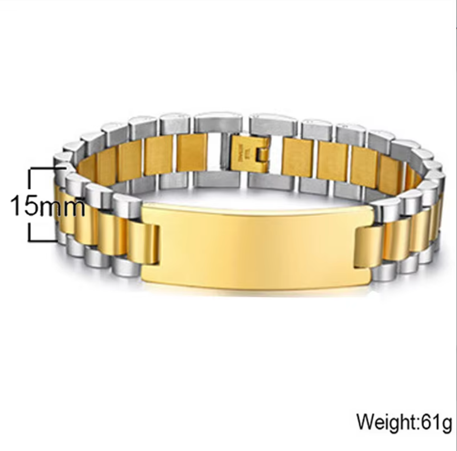 Men’s Personalized Stainless Steel Watch Band Bracelet