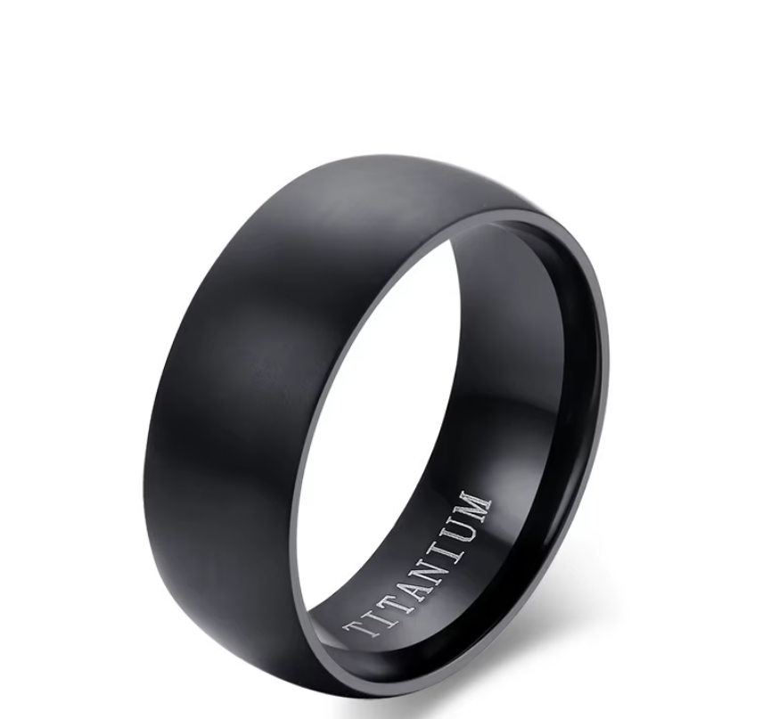 Black Titanium Double Groove Ring – Matte Finish