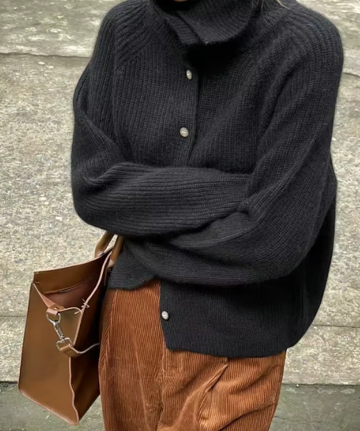 Thick Cashmere Knit Turtleneck Cardigan – Autumn/Winter Essential