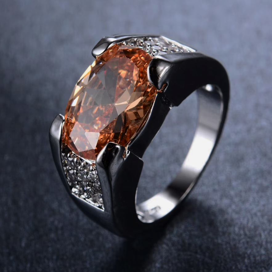 Gold-Plated Gemstone Statement Ring