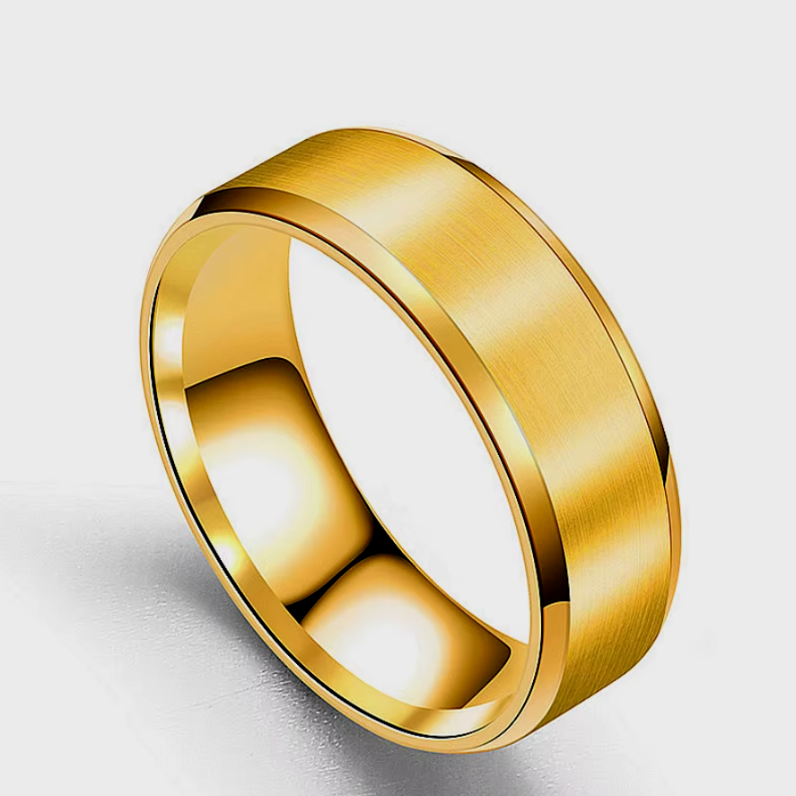 Luxury Frosted Stainless Steel Ring with Zircon – Men’s Fashion Statement