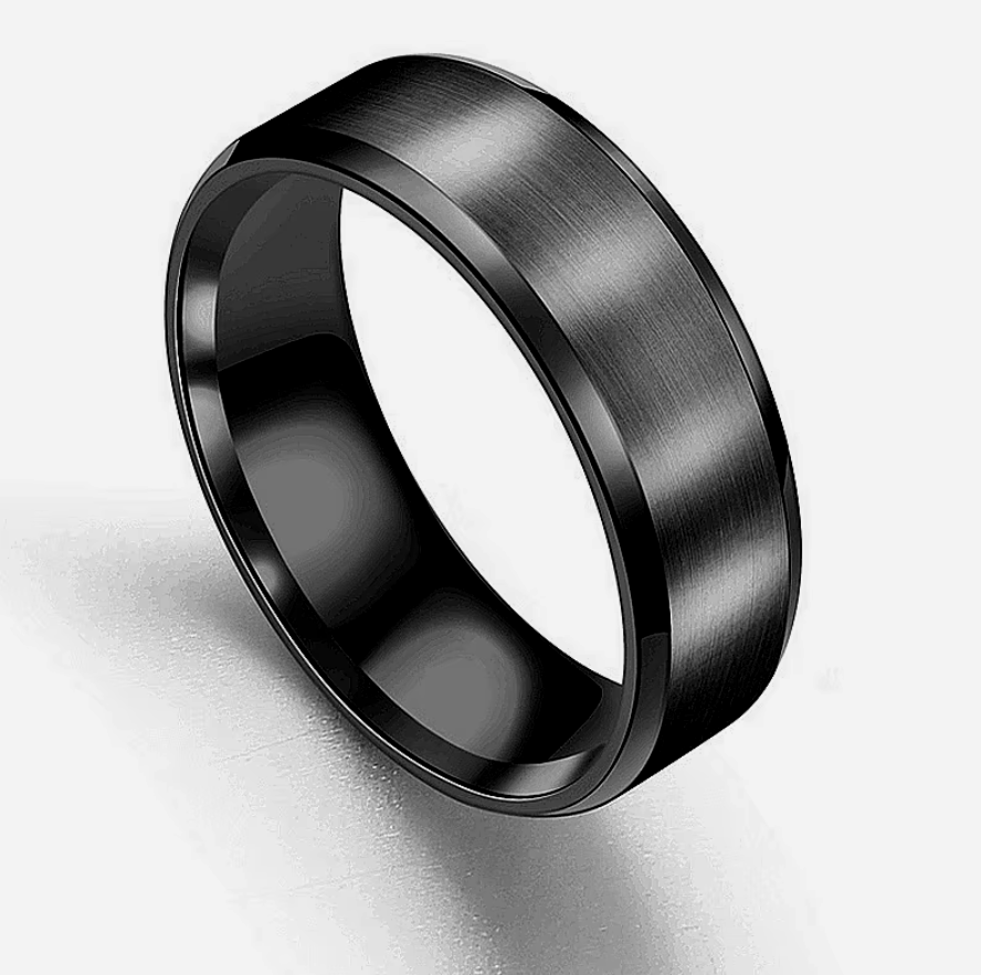 Luxury Frosted Stainless Steel Ring with Zircon – Men’s Fashion Statement