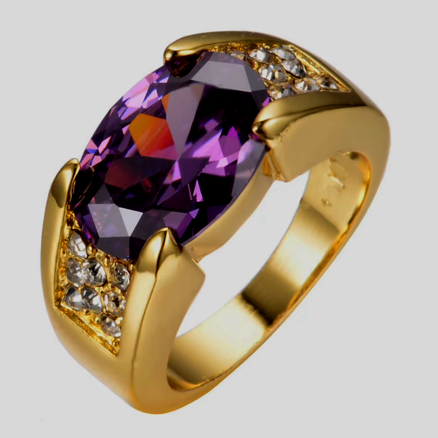 Gold-Plated Gemstone Statement Ring
