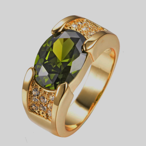 Gold-Plated Gemstone Statement Ring
