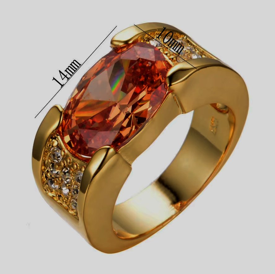 Gold-Plated Gemstone Statement Ring