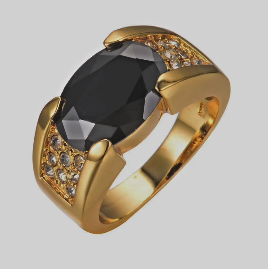 Gold-Plated Gemstone Statement Ring