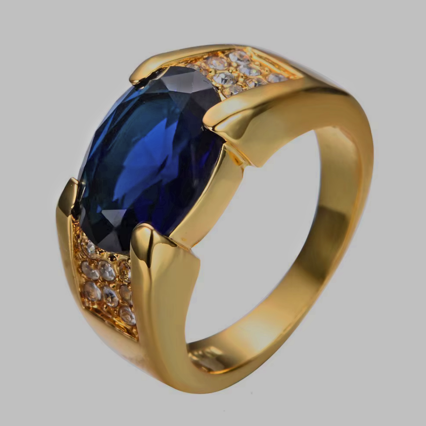 Gold-Plated Gemstone Statement Ring